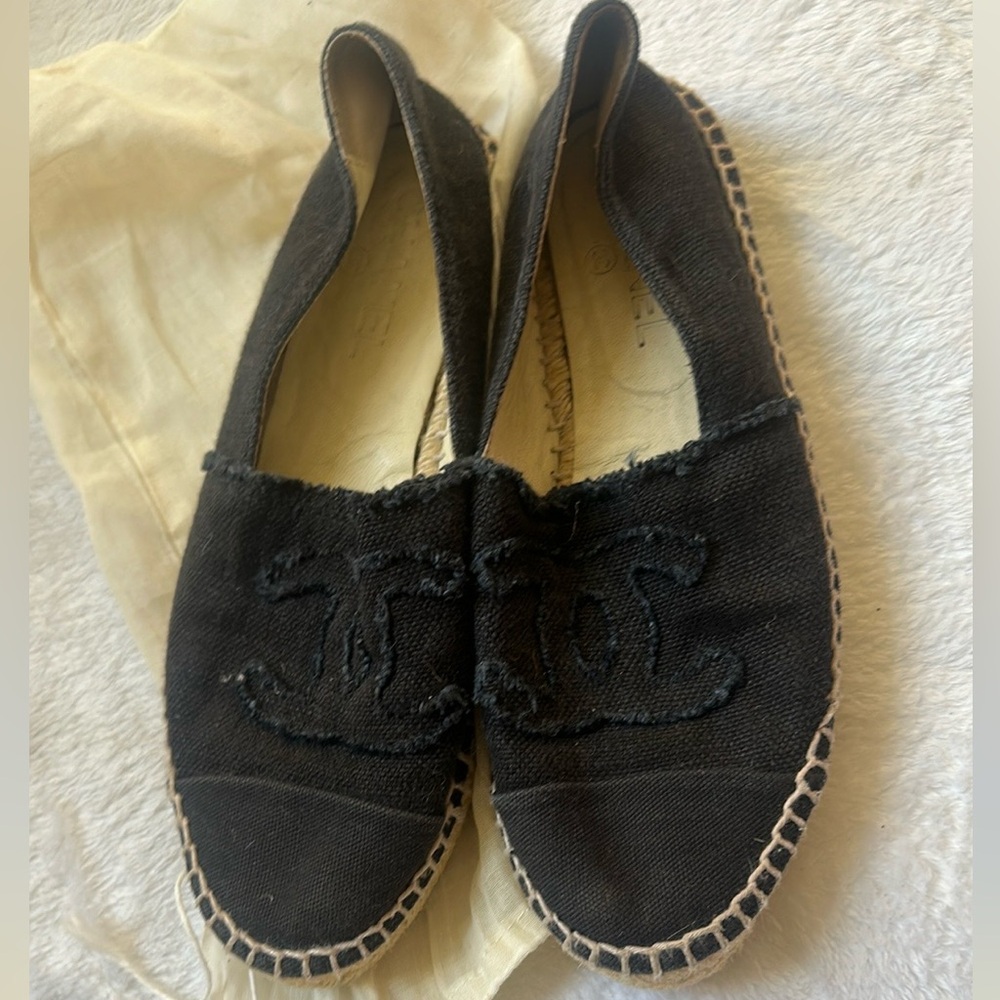 CHANEL Black Espadrilles